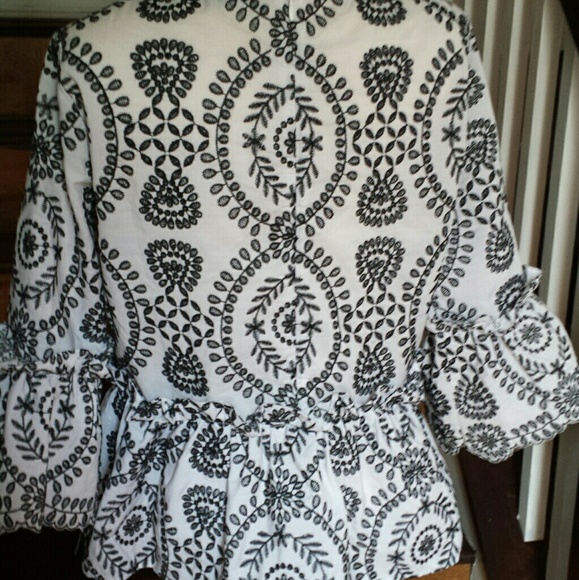 ASOS DESIGN Embroidered Ruffle Top - Picture 2 of 4